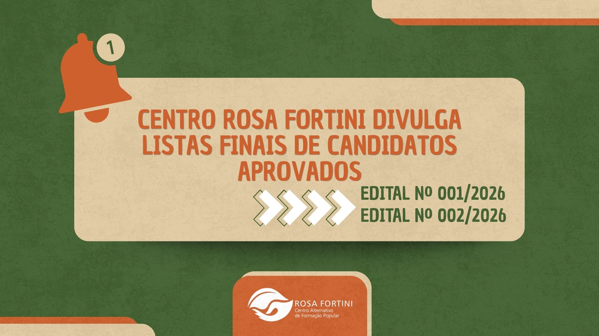 Confira as listas finais de aprovados referente aos editais 001/2026 e 002/2026
